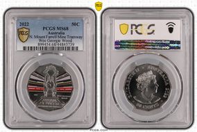 2022 50C Tasmania Wee Georgie Wood Rail Heritage Colorized MS68