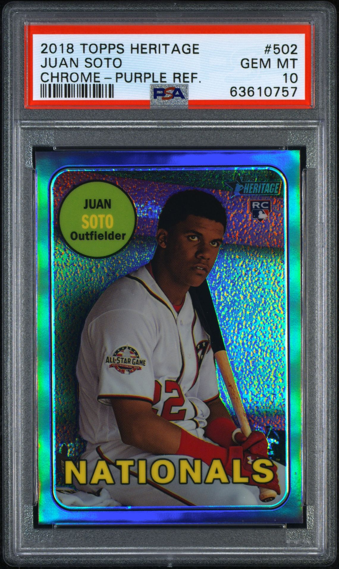 2018 Topps TOPPS HERITAGE CHROME-PURPLE REF. #502 Juan Soto front