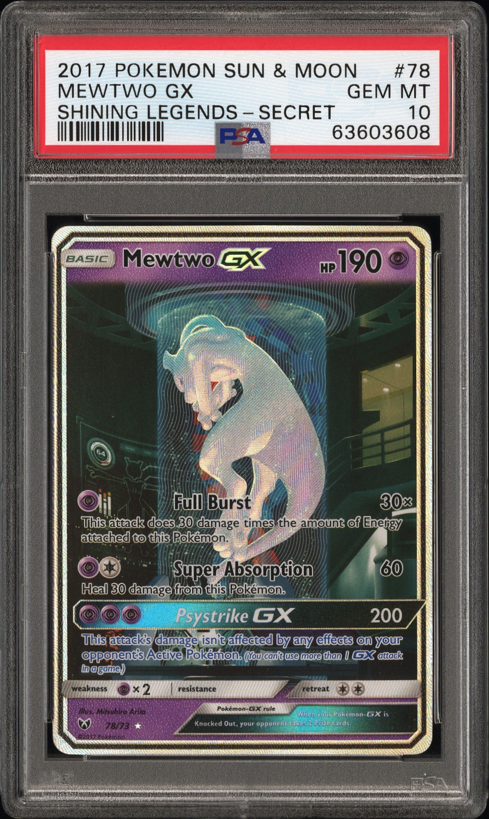 rare pokemon cards 2017 Ukeeming's Sun & Moon Shining Legends Mewtwo Gx Shining Legends-Secret #78 PSA 10 You cant use this card during your first turn or on a Basic Pokmon that was put into play this turn. 2017 rare pokemon cards Copy: