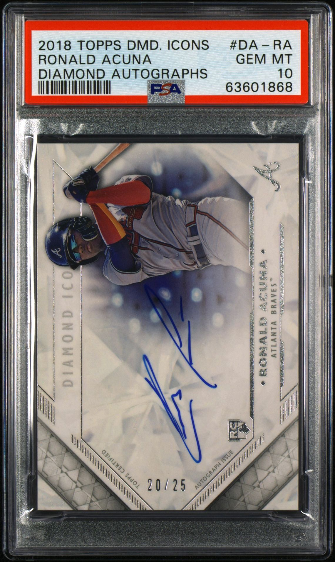 2018 Topps TOPPS DIAMOND ICONS DIAMOND AUTOGRAPHS #DA-RA Ronald Acuna front