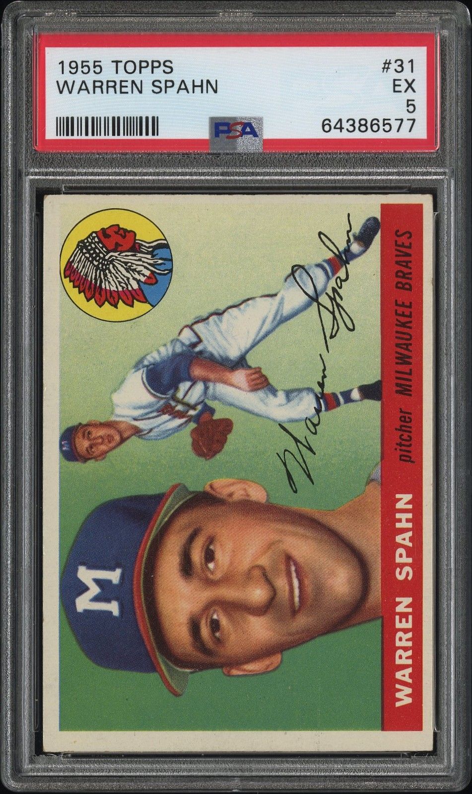 1955 Topps Warren Spahn #31 Ex 5 front