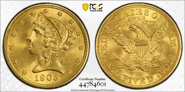 1903 $5 MS66