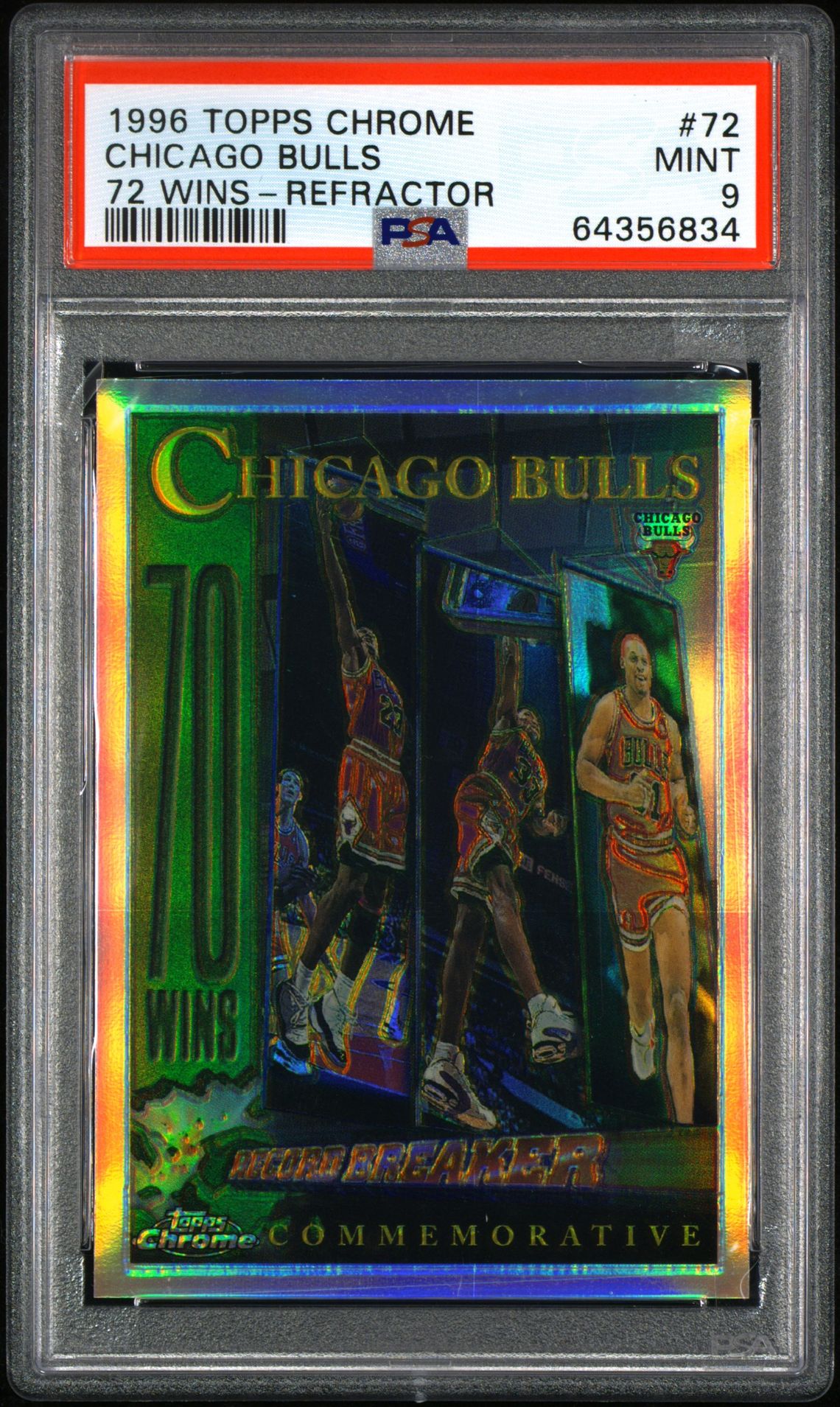 1996 Topps Chrome TOPPS CHROME 72 WINS-REFRACTOR #72 Chicago Bulls front