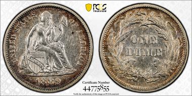 1889 10C AU58