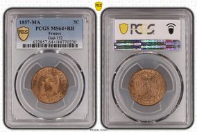 1857-MA 5C Gad-152 MS64+ RB