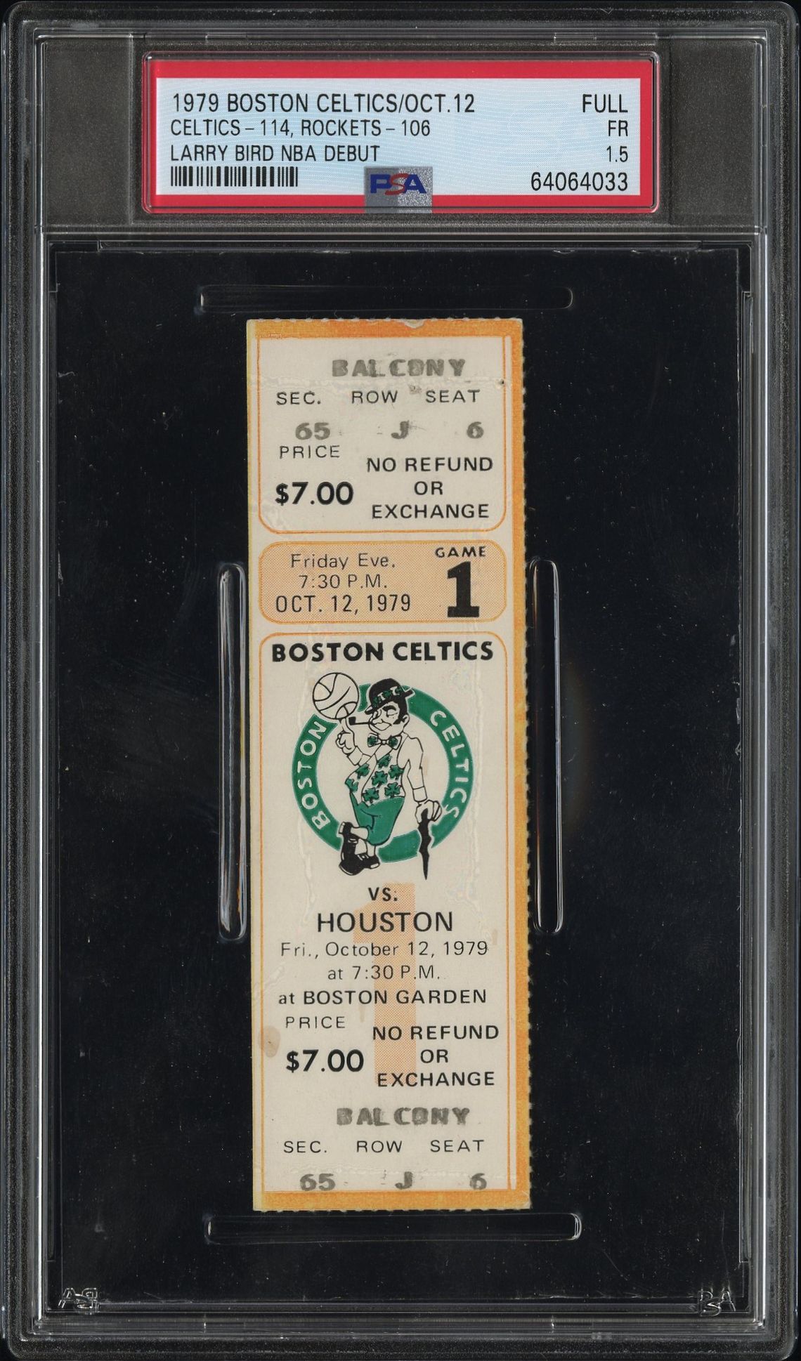 The same Larry Bird debut ticket sold for $79,200 and then $19,520