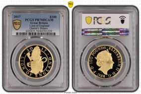 2017 £100 Lion of England Queen's Beasts PR70DCAM