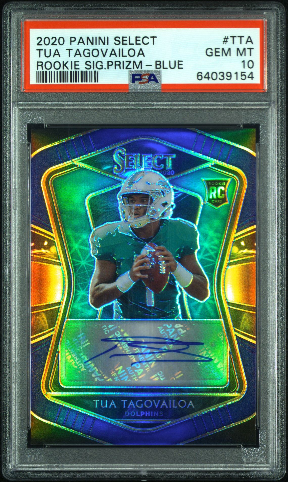 2020 Panini PANINI SELECT ROOKIE SIGNATURES ROOKIE SIG.PRIZM-BLUE #TTA Tua Tagovailoa front