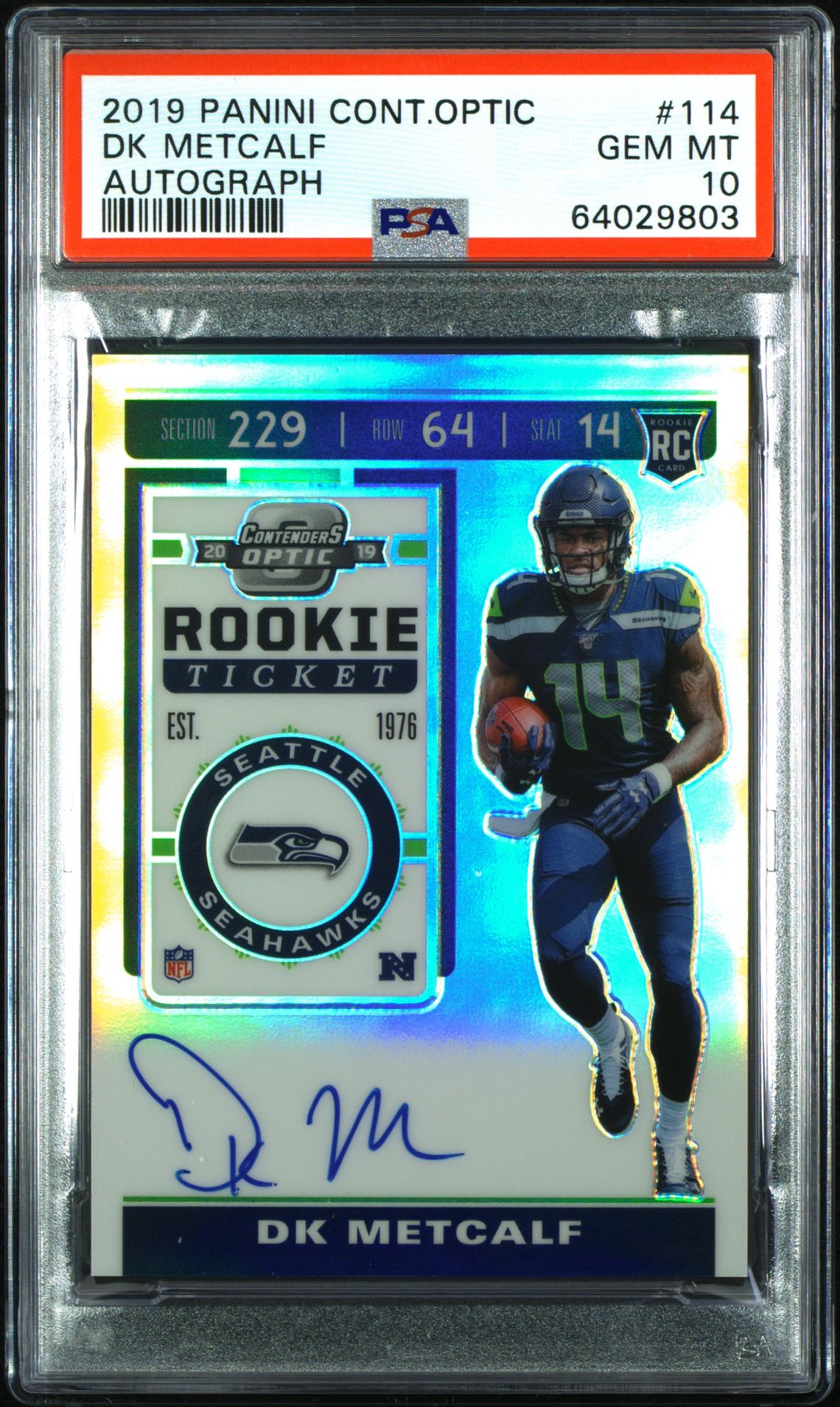 2019 Panini PANINI CONTENDERS OPTIC AUTOGRAPH #114 Dk Metcalf front