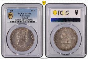 1808 50 St Holland KM-28  Ag MS64