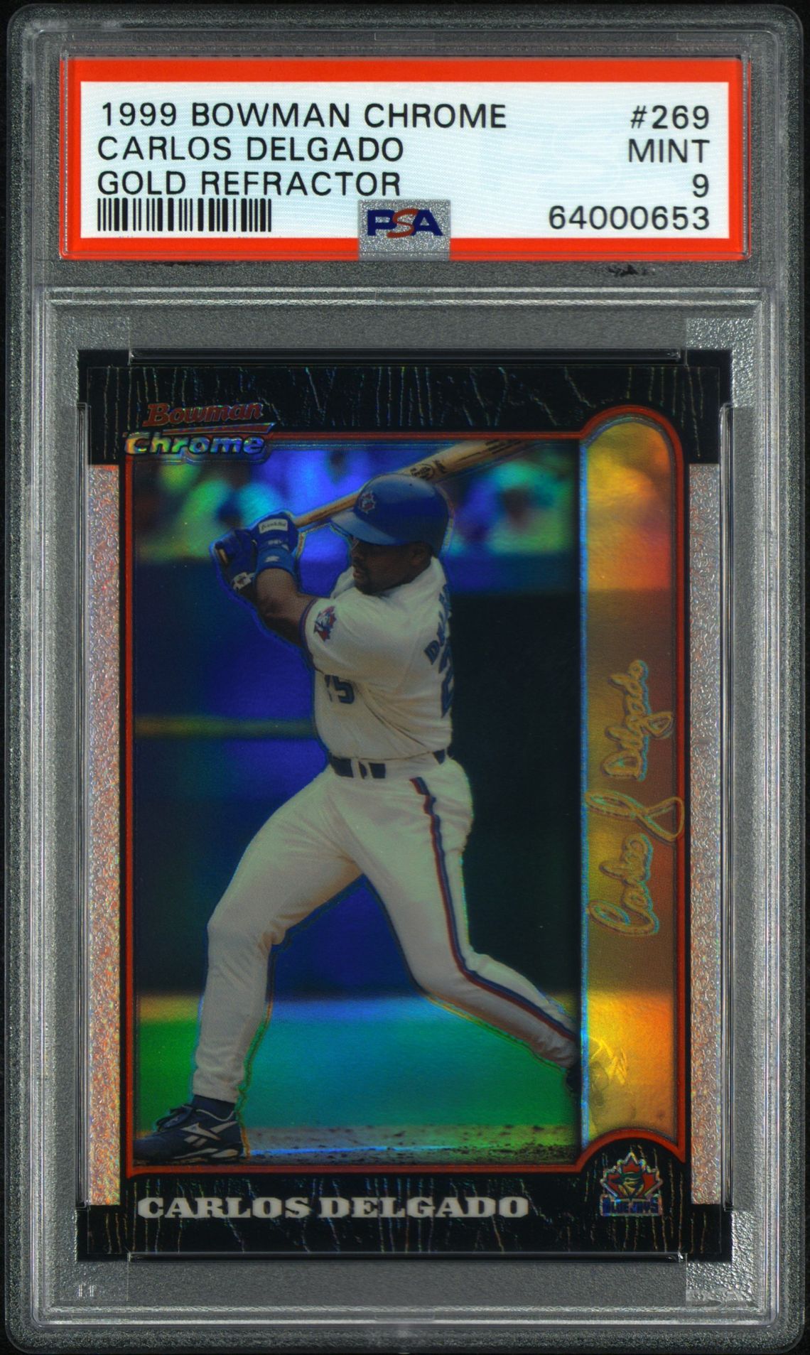 1999 Bowman BOWMAN CHROME GOLD Gold Refractor #269 Carlos Delgado front