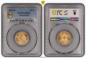 1899 B 20 Fr KM-35.1  Au MS65