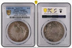 (1832-34) 8 R KM-83 C/M on Peru 8R N1