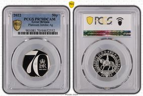 2022 50p Platinum Jubilee Ag PR70DCAM