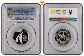 2022 50p Platinum Jubilee Ag Piedfort PR70DCAM