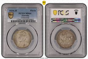 1934-35 Florin Centennial KM-33  Ag MS64