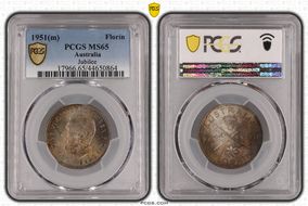 1951(m) Florin Jubilee KM-47  Ag MS65