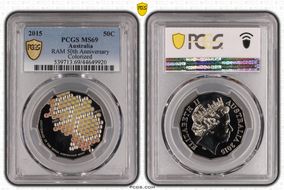 2015 50C RAM 50th Anniversary Colorized MS69