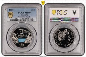 2015 50C War in the Pacific Colorized MS69