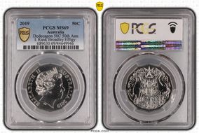 2019 50C Dodecagon 50C 50th Ann. I. Rank Broadley Effigy MS69
