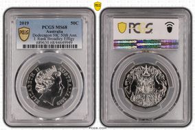 2019 50C Dodecagon 50C 50th Ann. I. Rank Broadley Effigy MS68