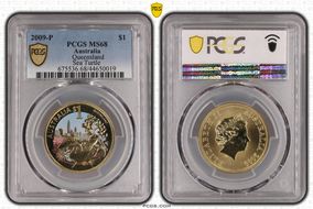 2009-P $1 Queensland Colorized Sea Turtle MS68