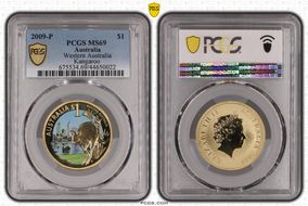 2009-P $1 Western Australia Colorized Kangaroo MS69