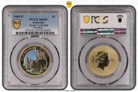2009-P $1 South Australia Colorized Wombat MS69