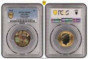 2014 $1 Grasshopper Colorized MS68