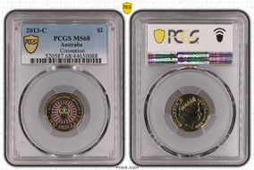 2013-C $2 Coronation Colorized MS68