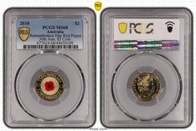 2018 $2 Remembrance Day Red Poppy 30th Ann. $2 Coin Colorized MS68