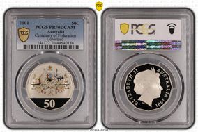 2001 50C Centenary of Federation Colorized PR70DCAM