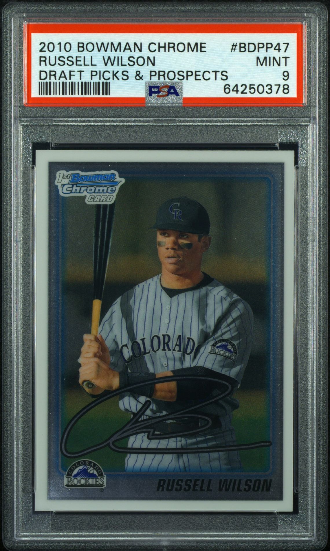 2010 Bowman Chrome BOWMAN CHROME DRAFT PICKS & PROSPECTS #BDPP47 Russell Wilson front