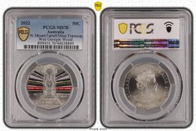 2022 50C Tasmania Wee Georgie Wood Rail Heritage Colorized MS70