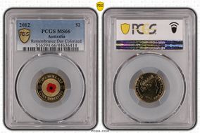 2012 $2 Remembrance Day Colorized MS66