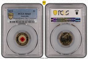 2012 $2 Remembrance Day Colorized MS65