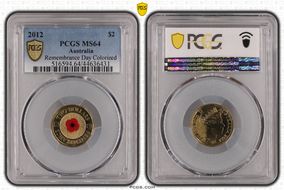 2012 $2 Remembrance Day Colorized MS64