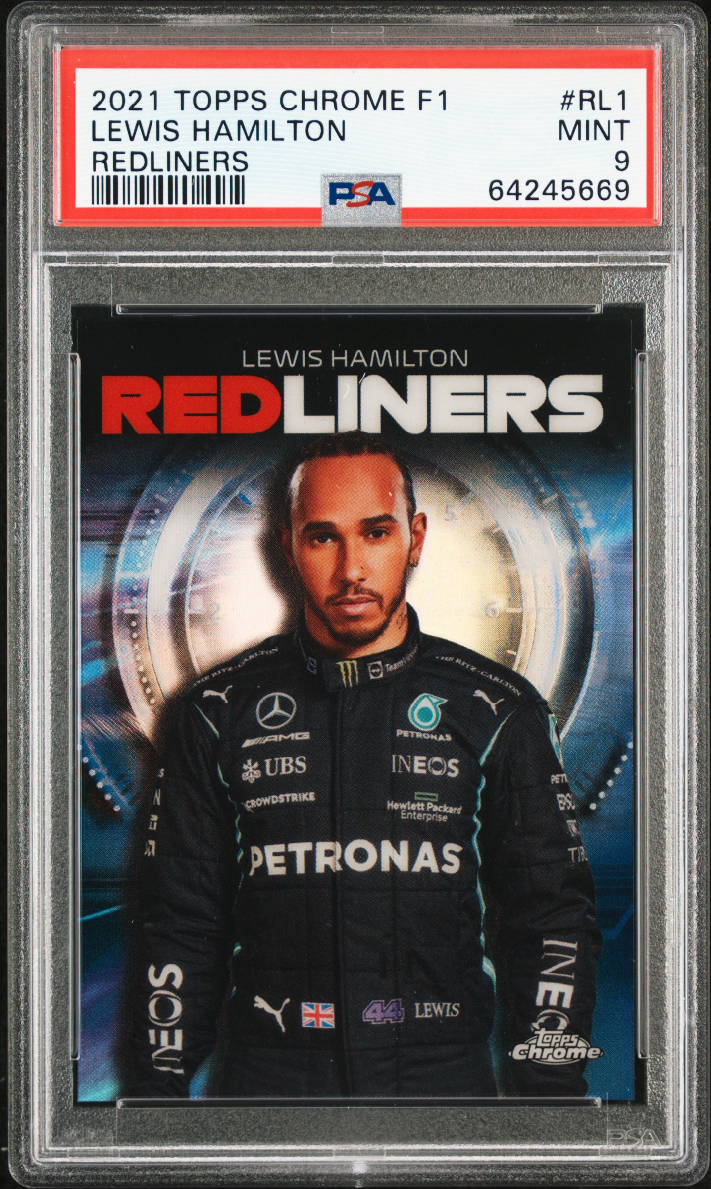 2021 Topps Chrome Formula 1 Redliners #RL1 Lewis Hamilton – PSA MINT 9