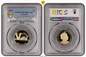 2021 $1 V- Victa Lawnmower AlBr Great Aussie Coin Hunt PR70DCAM