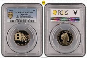 2021 $1 B- Barbeque AlBr Great Aussie Coin Hunt PR70DCAM