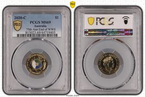 2020-C $2 75th Ann End of WWII Colorized MS69