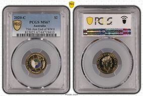 2020-C $2 75th Ann End of WWII Colorized MS67