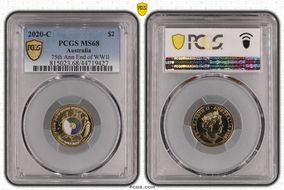 2020-C $2 75th Ann End of WWII Colorized MS68