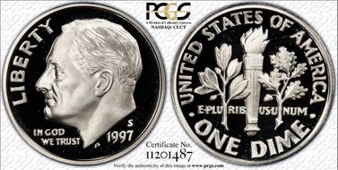 1997-S 10C Silver PR70DCAM