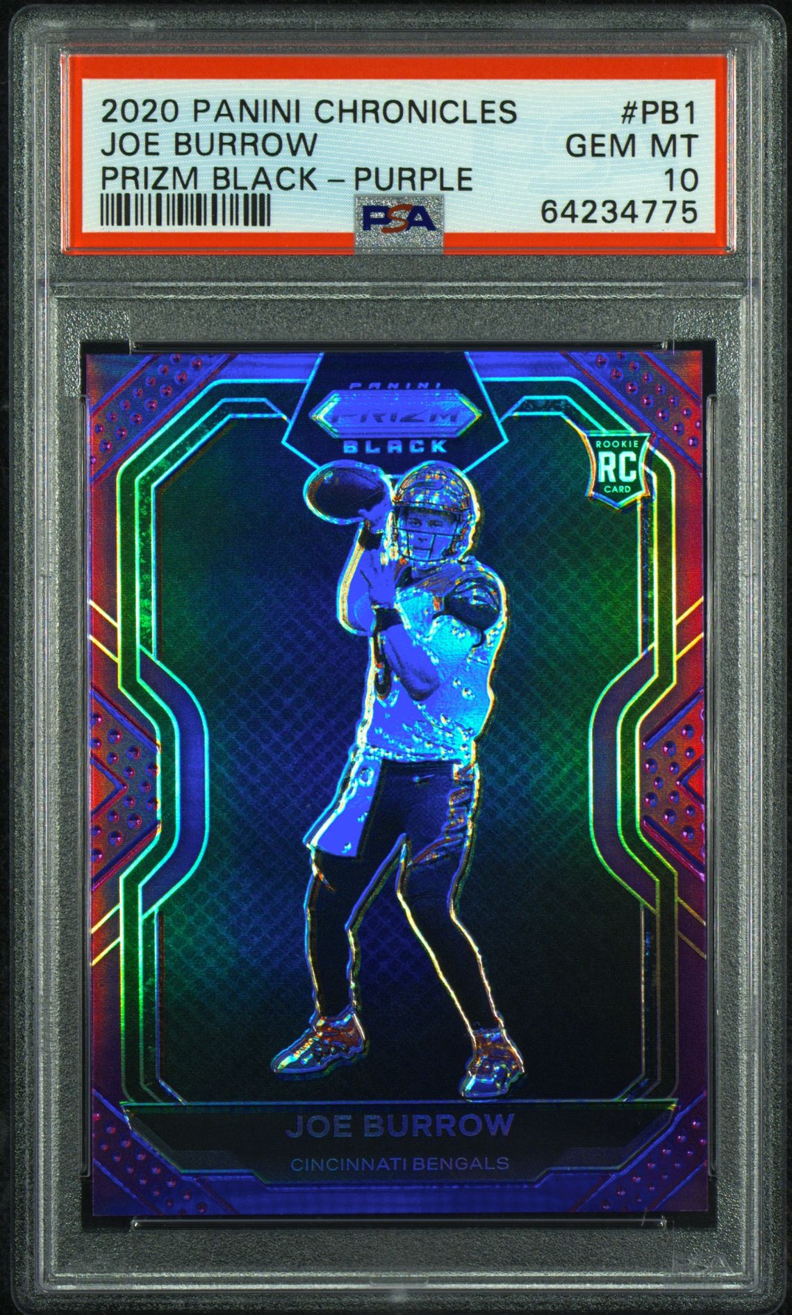 2020 Panini PANINI CHRONICLES PRIZM BLACK PURPLE #PB1 Joe Burrow front