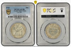 1936 50C Lec-261 AU58