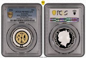 2006 50C KM-801a Ag 80th Birthday Select Gilt PR70DCAM