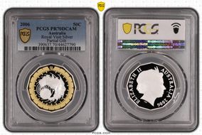 2006 50C KM-802a Ag Royal Visit Select Gilt PR70DCAM