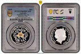2010 50C Australia Day Ag Selective Gilt PR69DCAM