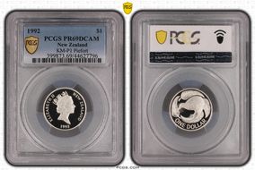 1992 $1 KM-P1 Piedfort Ag PR69DCAM